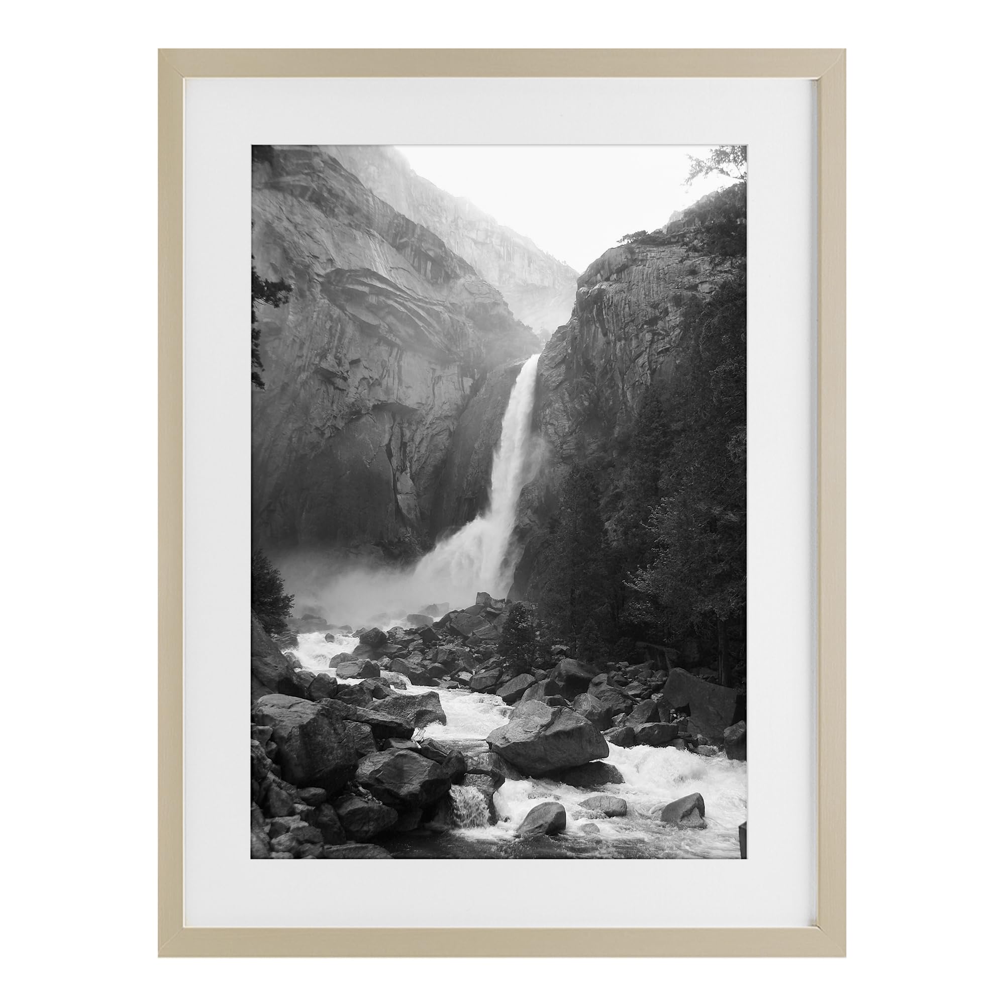 Stupell Industries Harvest Pine (Textured) 'Rocky Yosemite Falls'| Framed Print Under Glass