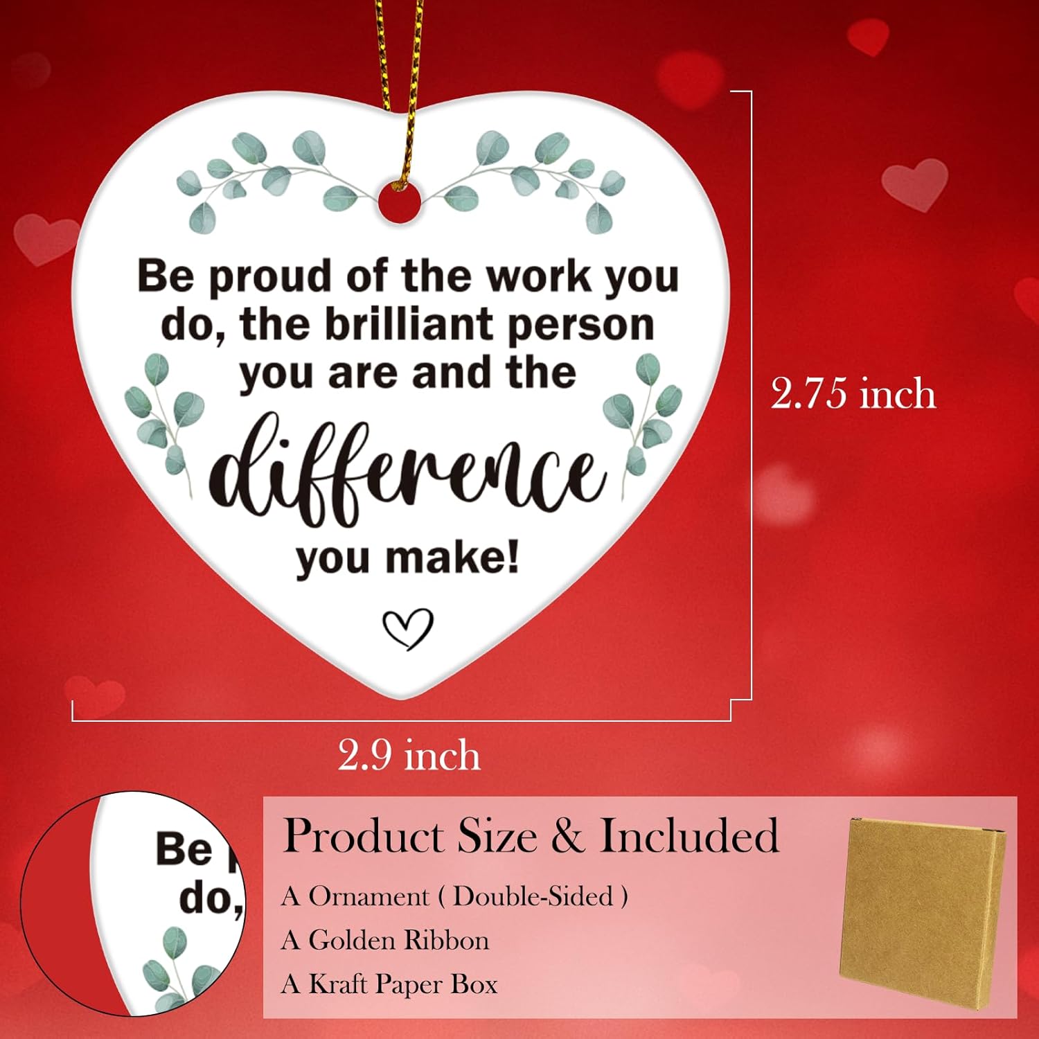 Retirement Gifts for Women Men, Retired Eucalyptus Ornaments Gifts for Coworker, Boss, Friends, Never Underestimate The Difference You Made Ceramics Christmas Ornaments - Image 3