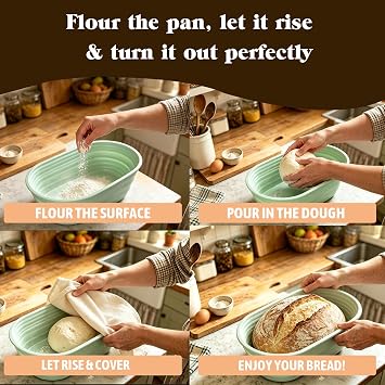 Sourdough Proofing Basket with Linen Cloth, 25cm Foldable Oval Silicone Banneton, Foldable Space Saving Dough Proofer for Artisan Bread Baking, Ideal Gift for Home Bakers
