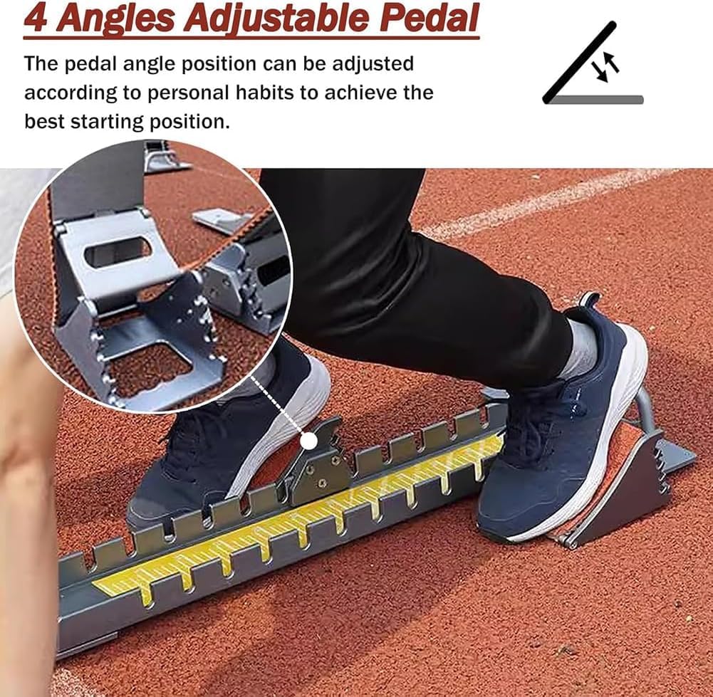 Track and Field Starting Block, Lightweight Multi Function Starting Blocks, 4 Adjustable Pedal Angle Sprinter Starting Block