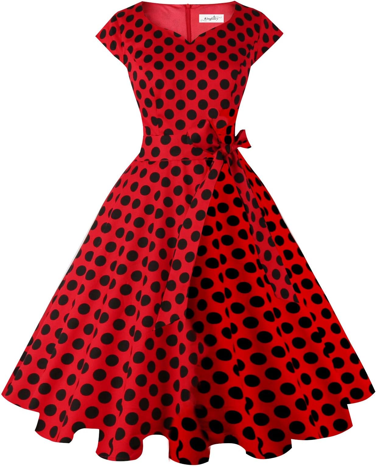 Women Vintage 1950s Dress Retro Cocktail Party Swing Dresses with Cap Sleeves