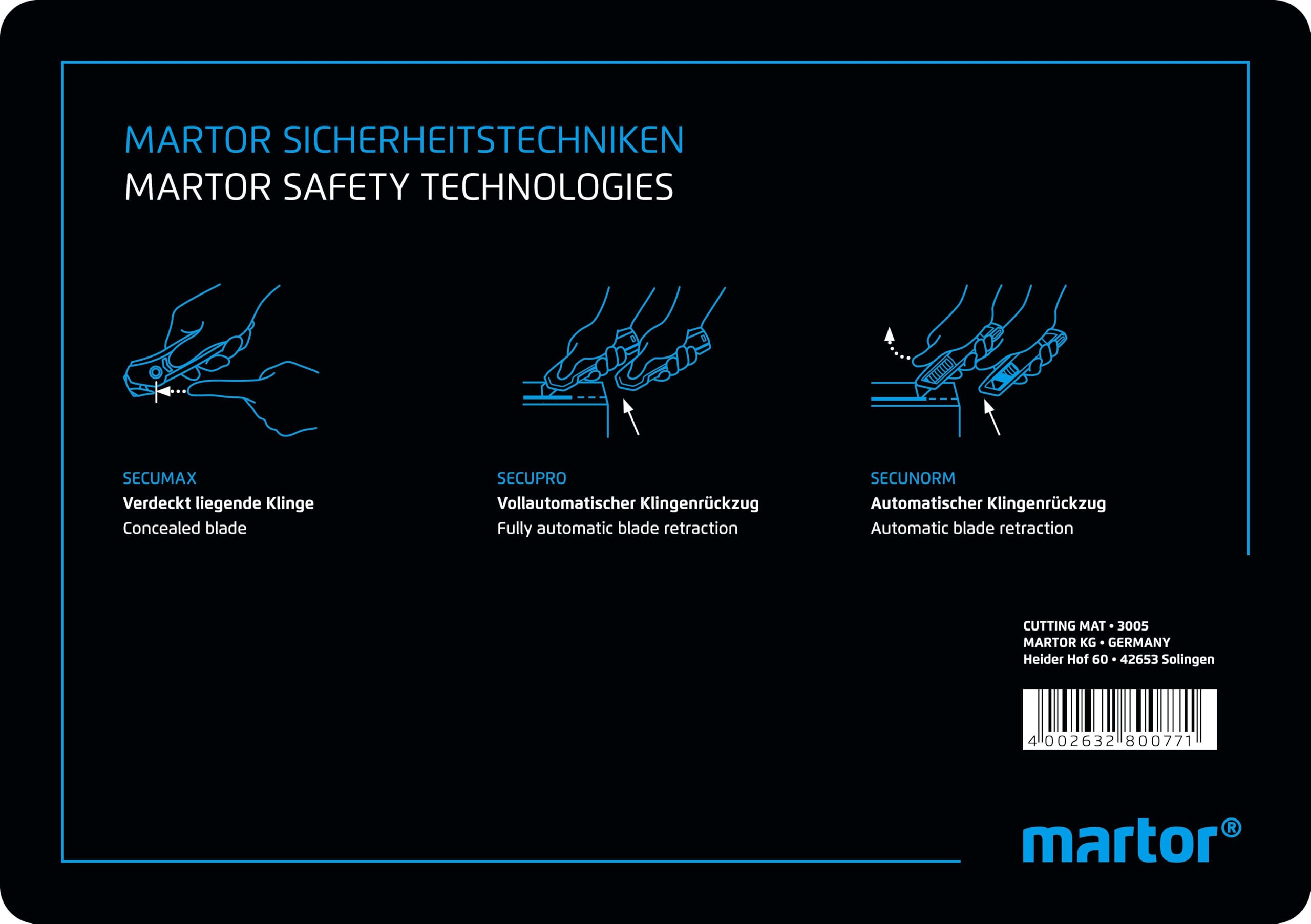 MARTOR Cutting mat self-Healing 148 x 210mm, Protection for Surface, 3 Layers, cm/inch Grid, Cutting mat, Craft mat