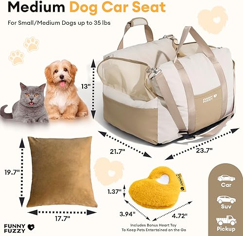 Miniatura 2 de FUNNY FUZZY Asiento de automóvil impermeable para perros pequeños y medianos de hasta 35 libras, asiento elevador para mascotas desmontable y