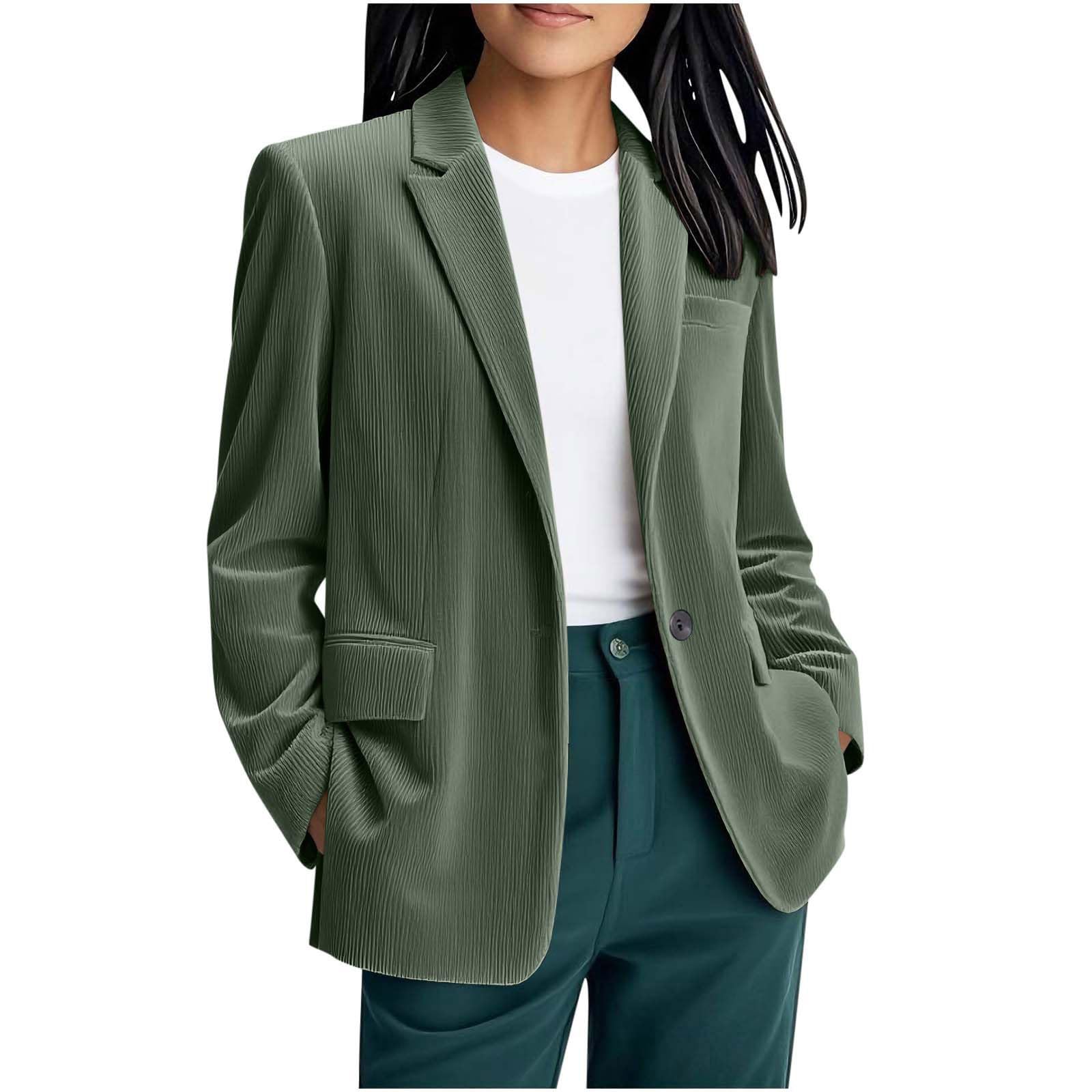 Womens Corduroy Blazers Jacket 2025 Fall Suit Business Casual 3 4 Sleeve Jackets Open Front Lapel Collar Work