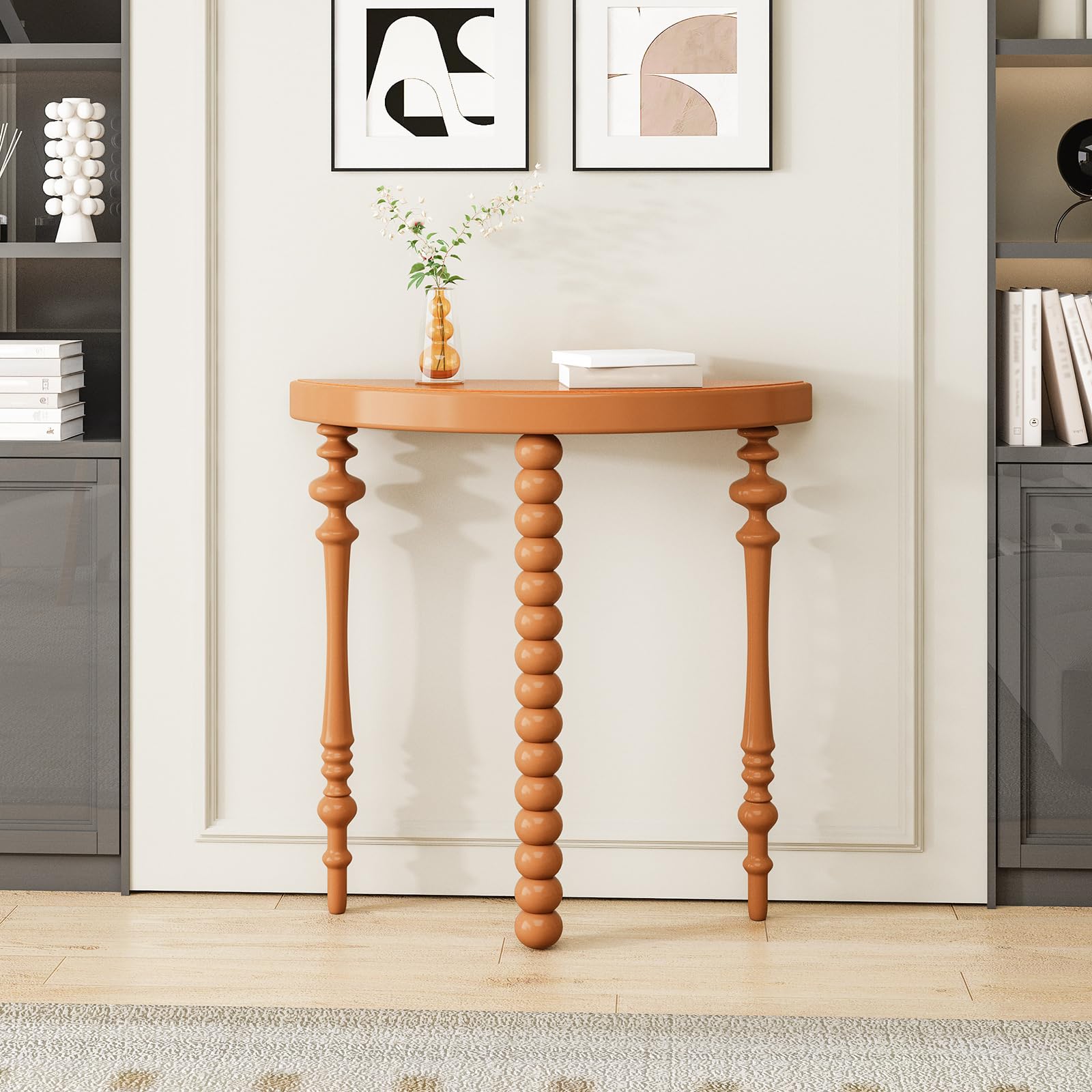 Mesa consola de madera maciza moderna y mueble decorativo compacto para el vestíbulo