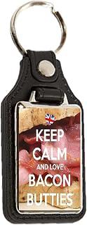 Keep Calm and Love Bacon Butties - Oblong Medallion Keyring