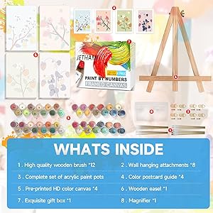 Jethami 4 Pack Paint by Numbers for Adults, Assorted Fruit DIY Art Kits for Beginners, 8x12 in Framed Canvas for Home Decor