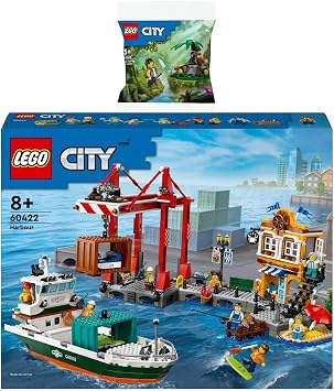 BRICKCOMPLETE Lego City Set 60422 Port with Cargo Ship & 30665 Jungle Explorer with Baby Gorilla