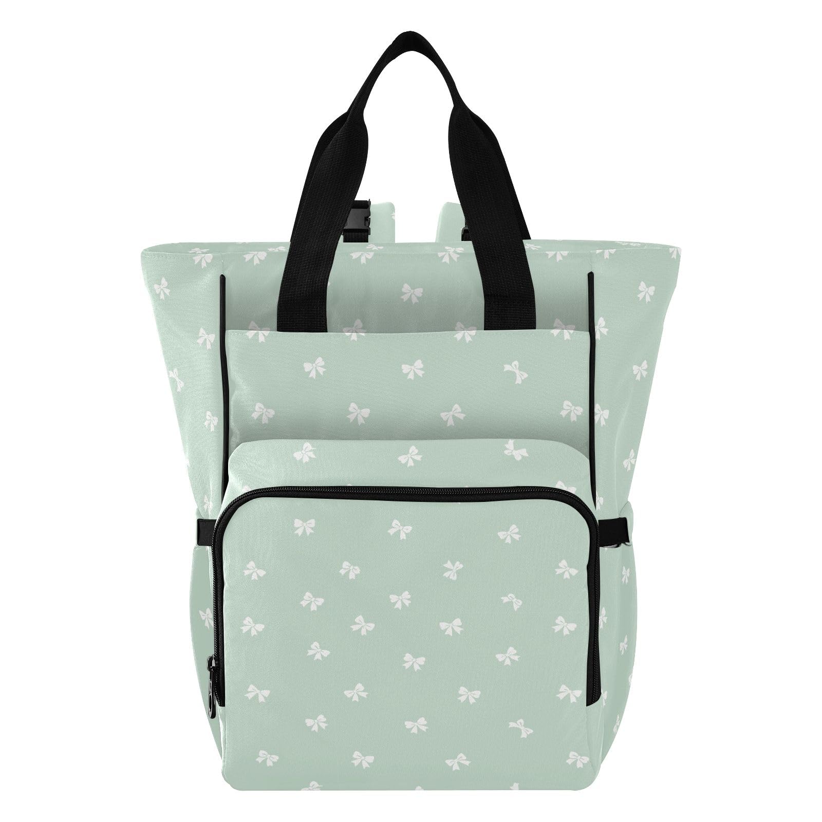 Mnsruu Borsa per pannolini per bambini con fiocco bianco zaino grande borsa impermeabile da viaggio borse per pannolini per mamme e papà