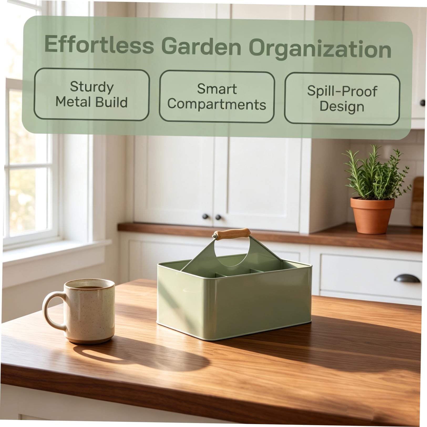 Caja Organizadora de Semillas de Jardín con 4 Compartimentos y Asa