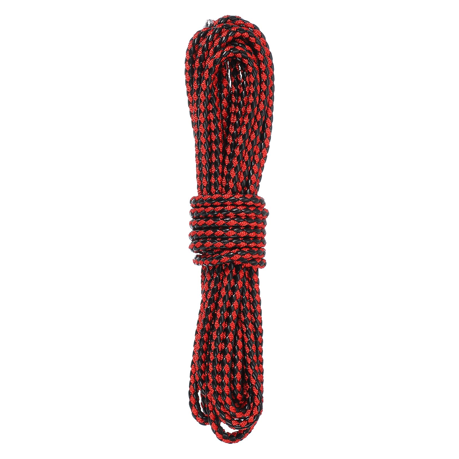 5.5 Yard Leather Cord, 5.5mm Round Braided Leather Strips Rope Folded String for Crafts Jewelry Making Necklace Bracelets Belt, Black+Red