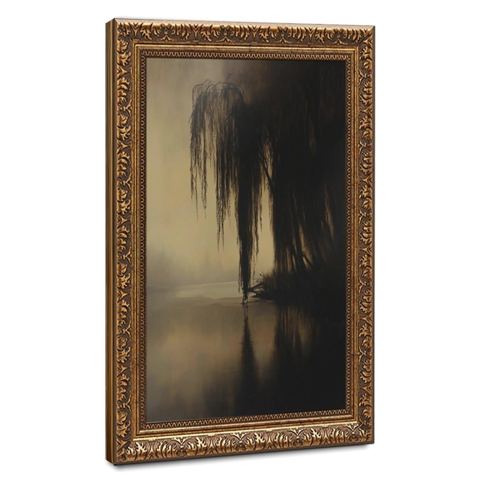 Bareronor Old Willow Tree Cottagecore Canvas Poster Bedroom Decor Landscape Office Room Decor Gift 8" L X 12" W