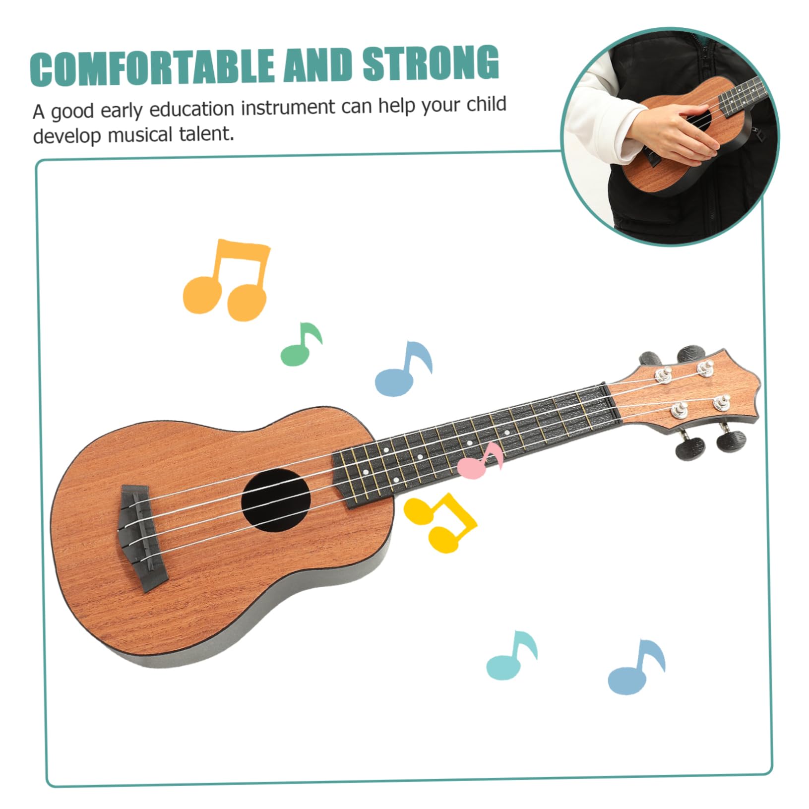 HEMOTON Ukelele Soprano Para Principiantes Instrumento Musical De Madera Para Practicar Casa o Clases De Inicio