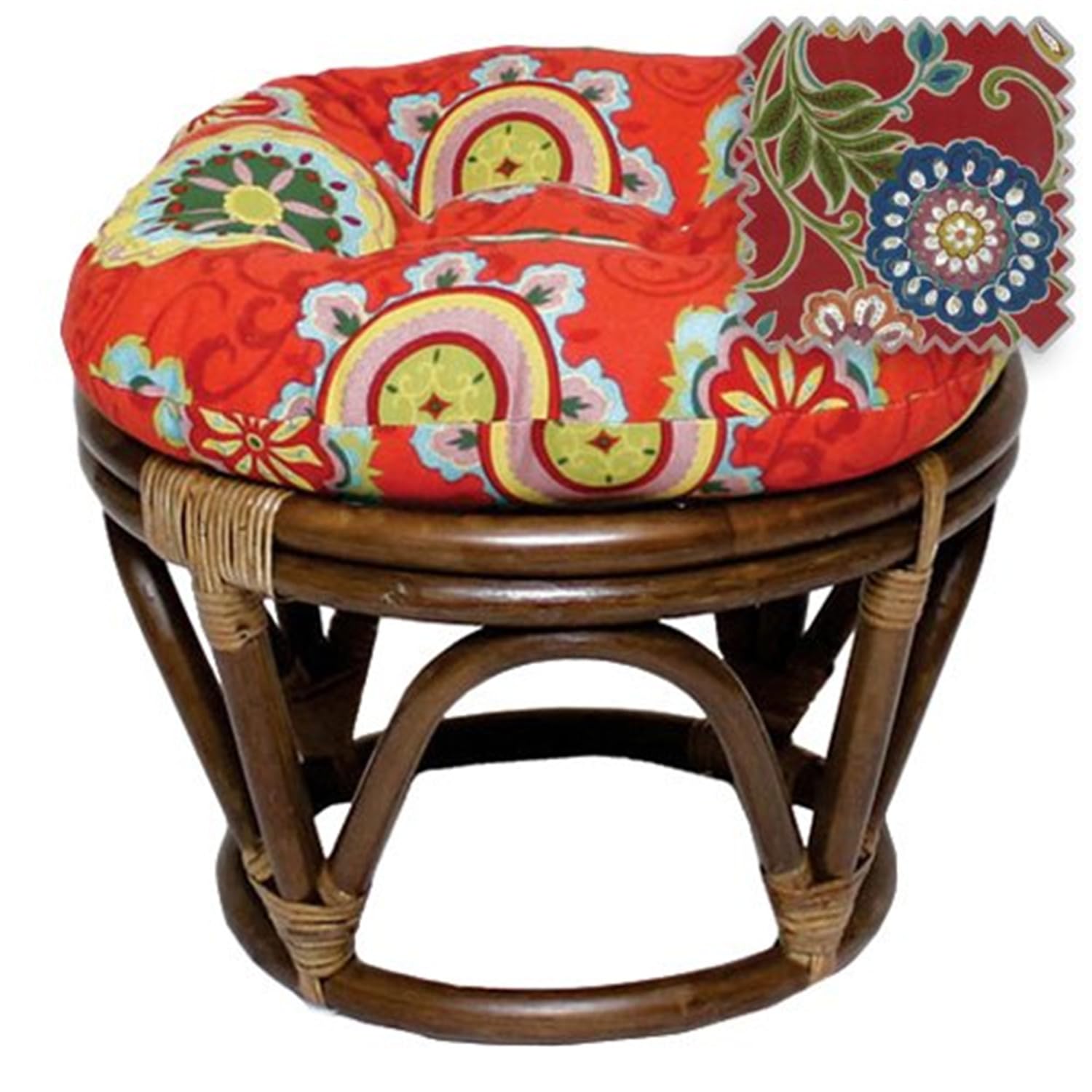 Maykoosh rattan Ottoman with Outdoor Fabric Cushion