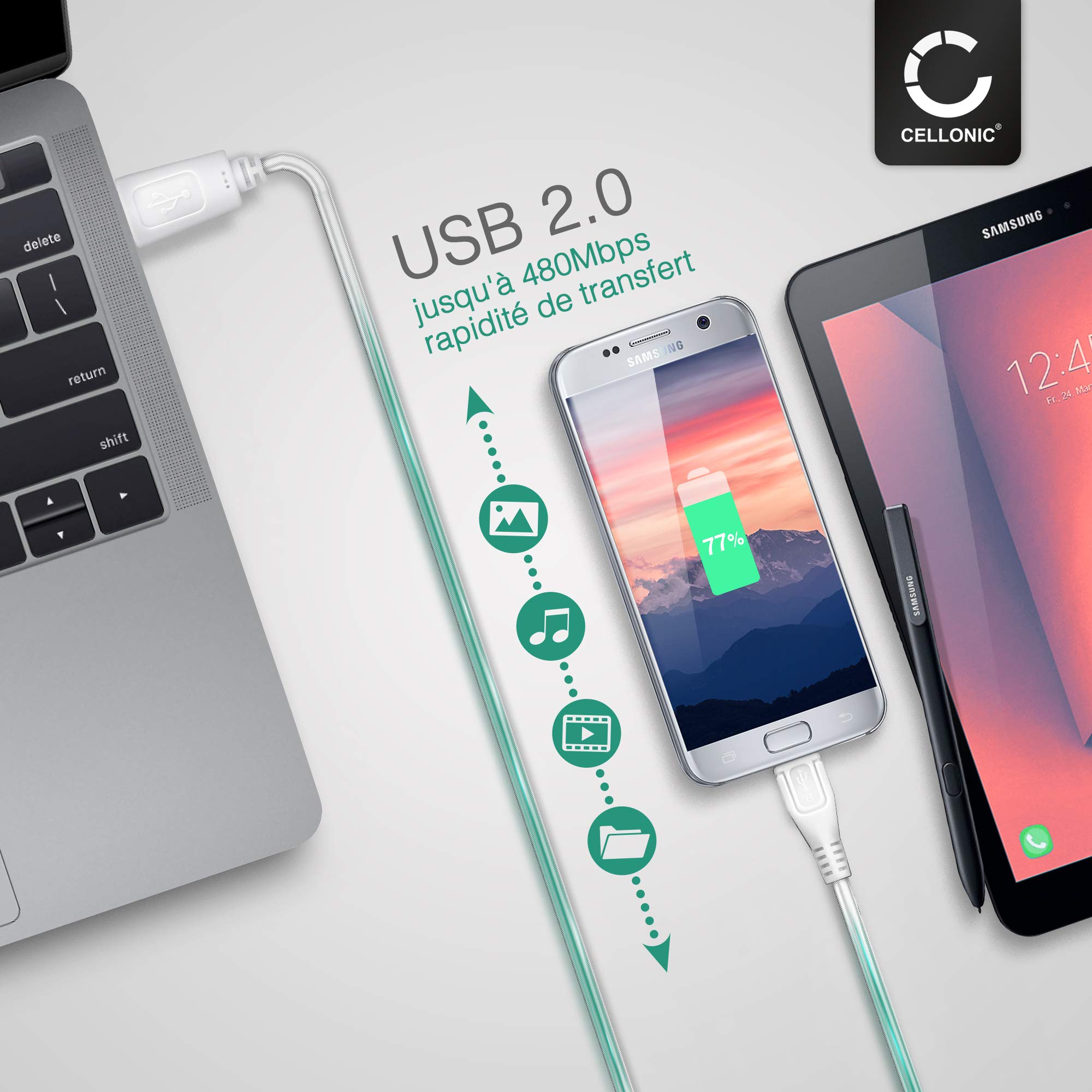 CELLONIC Cavo USB 3.0 compatibile con Nokia Lumia 2520 ricarica 1A cavetto dati per tablet con porta Micro USB 3.0 1m in PVC nero