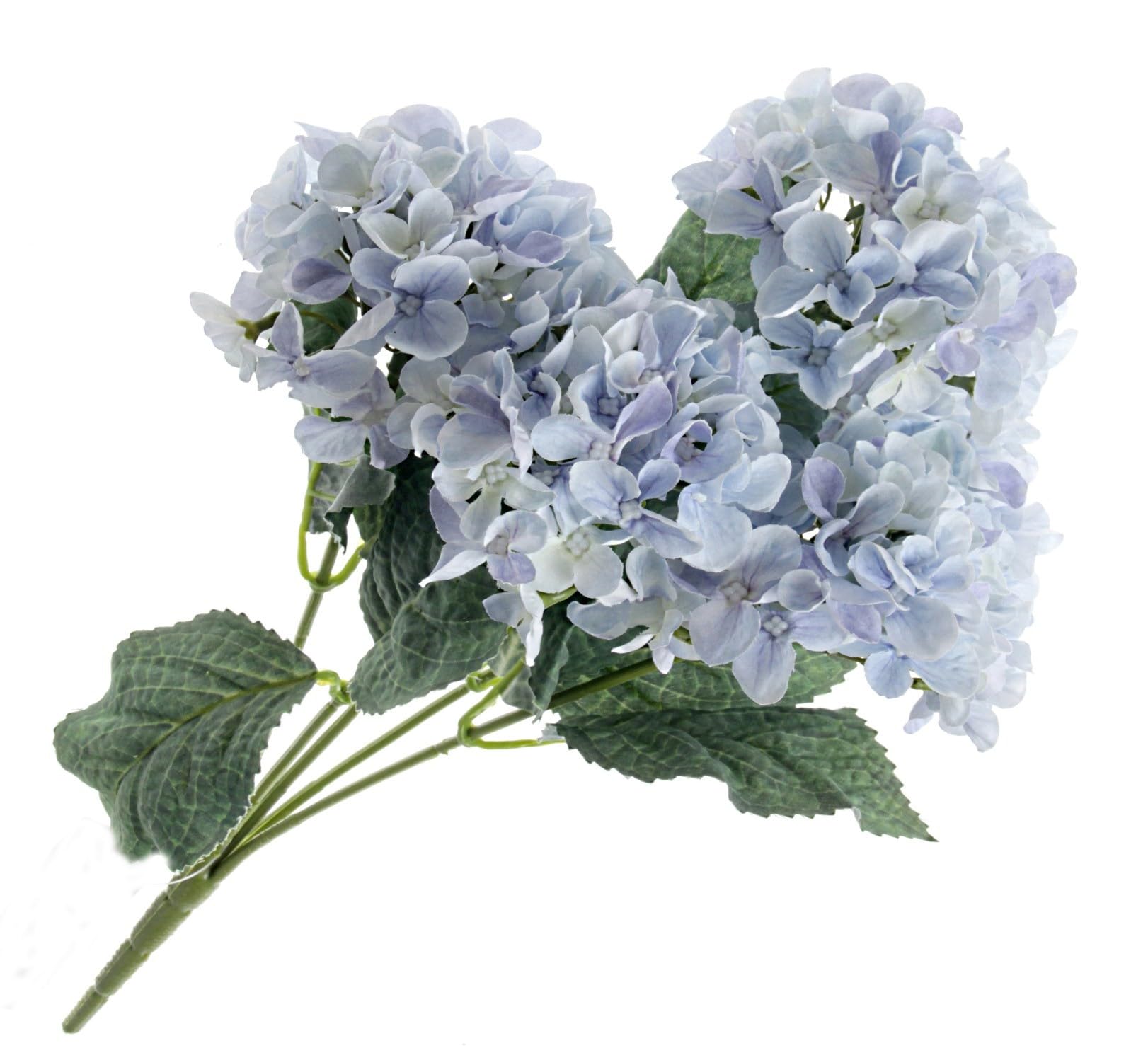 Corsage Creations - Artificial Hydrangea Bush - Light Blue (5 heads, 43cm long)
