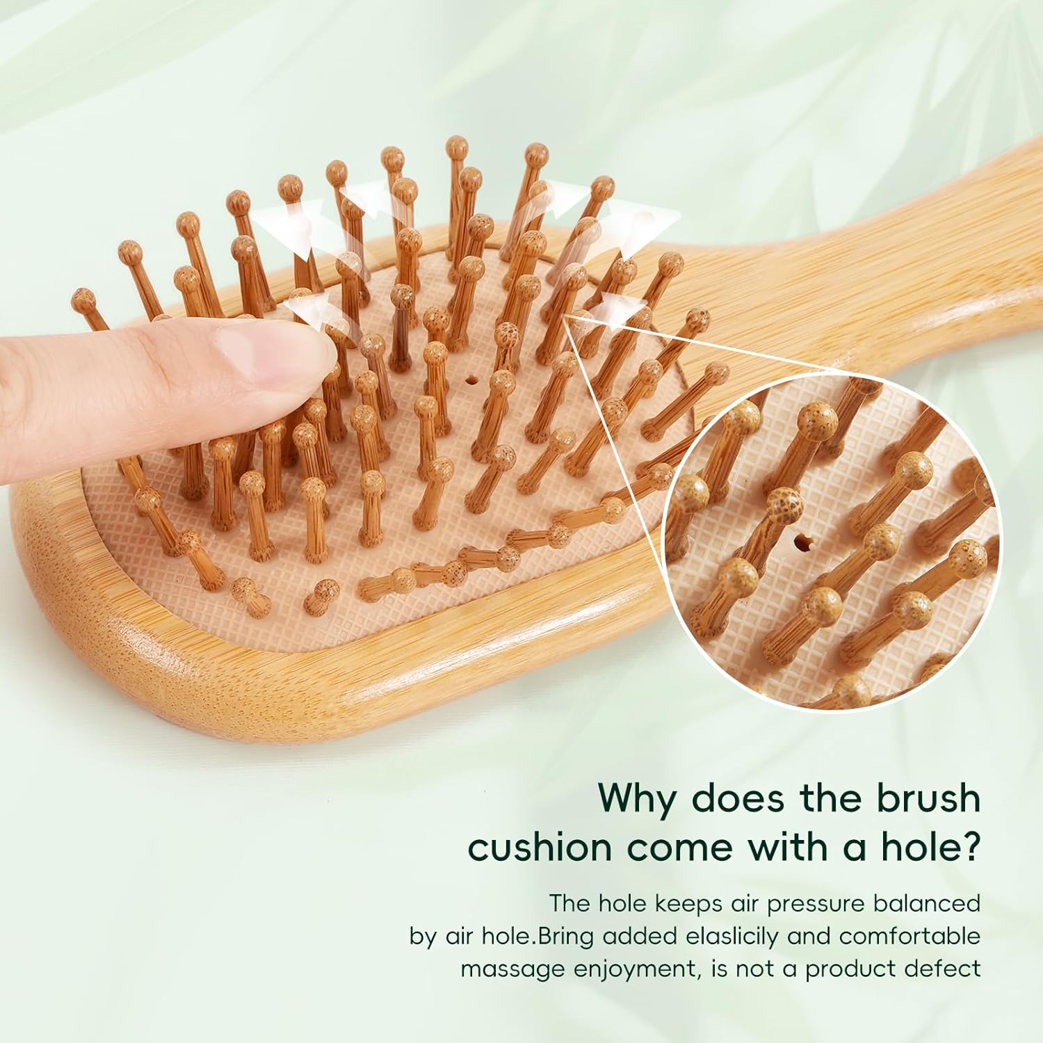 Mini Bamboo Hair Brush for Hair Growth - Detangling Scalp Massage Brush for Women, Men & Kids For All Hair Types, for Travel Small Hairbrush - Image 3