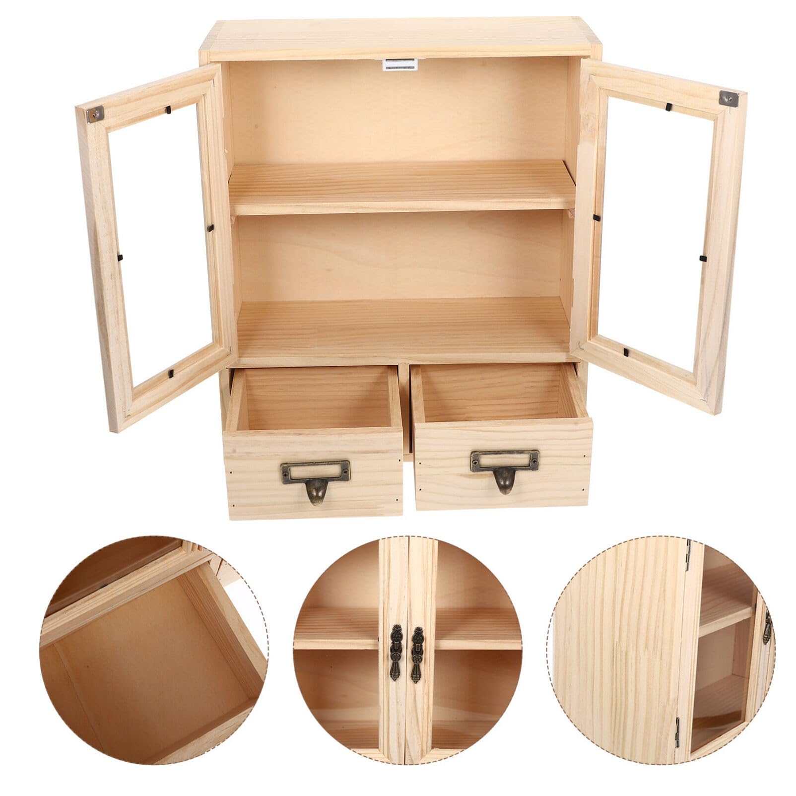 Luxshiny Gabinete de Almacenamiento de Escritorio de Madera Gabinete de Almacenamiento de Encimera de Madera Pequeño de Campo Organizador de Escritorio de Gabinete de Almacenamiento