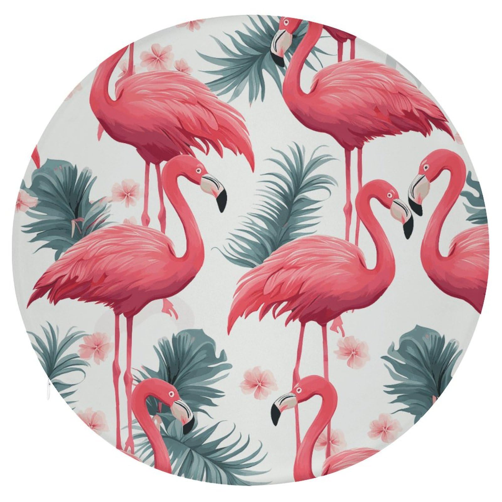 Housses de siège de chaise rondes lavables et durables avec imprimé flamant rose