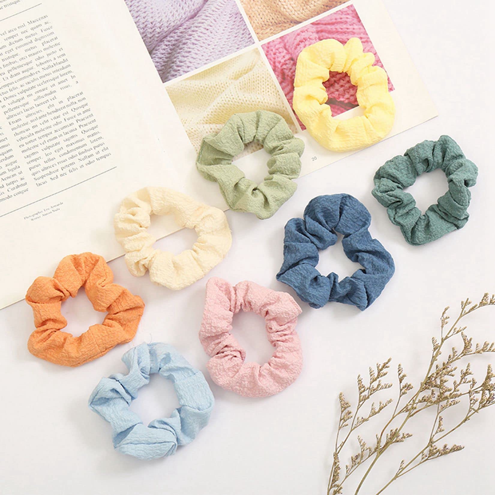 fałdy Scrunchies gumka do włosów gumka do włosów gumka do włosów zestaw akcesoriów do włosów 8 sztuk dla kobiet kucyki bułeczki warkocze długie włosy (kolor 1 jeden rozmiar)