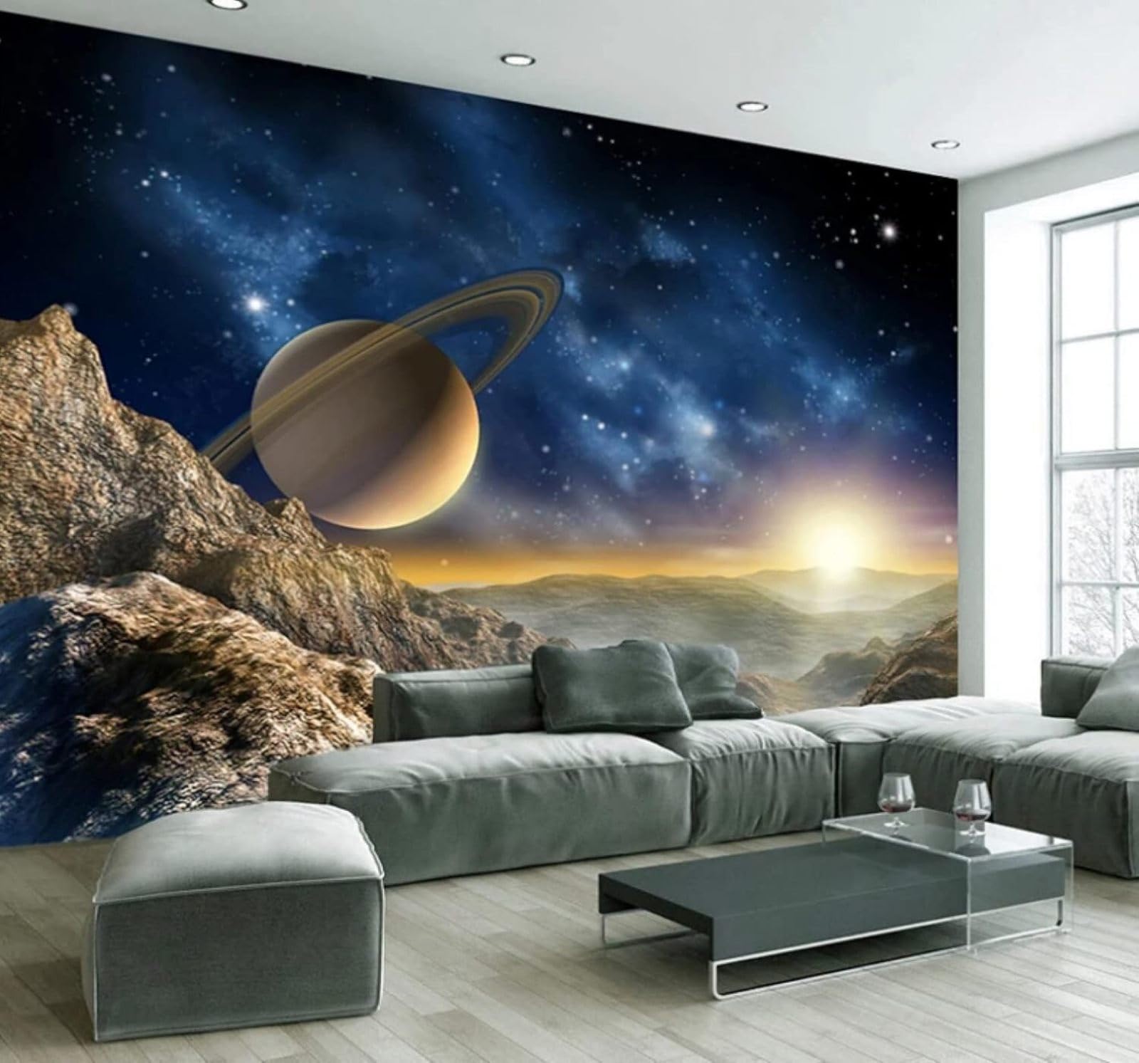 XLMING Three Dimensional Space Universe Planets Solar System 3D Wallpaper Luxury Home Dining Decor Paste Sofa Living Room The Wall for Bedroom Mural-430cm×300cm