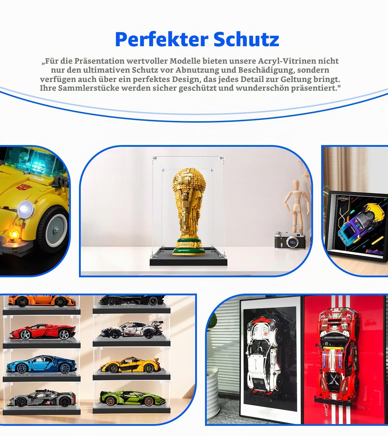 Acryl Vitrine Kompatibel mit Lego Editions Sports Offizieller Pokal der FIFA Fußball 43020 Display Case, Staubgeschützte Aufbewahrung und Organisation Vitrine, 25x22x38 cm (Nur Schaukasten)