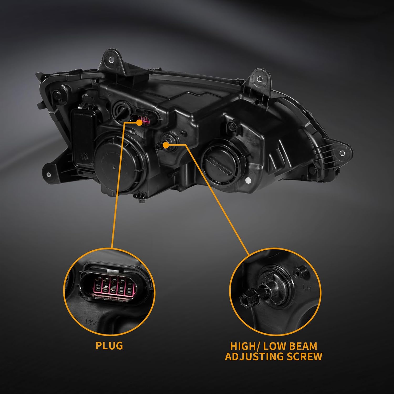 Pair Headlights Assembly Fit for Kenworth T170 T270 T300 T370 T400 T440 T470 T600 T660 T700 2008-2018 Truck Headlamps Included All Bulbs Left Driver & Right Passenger Side