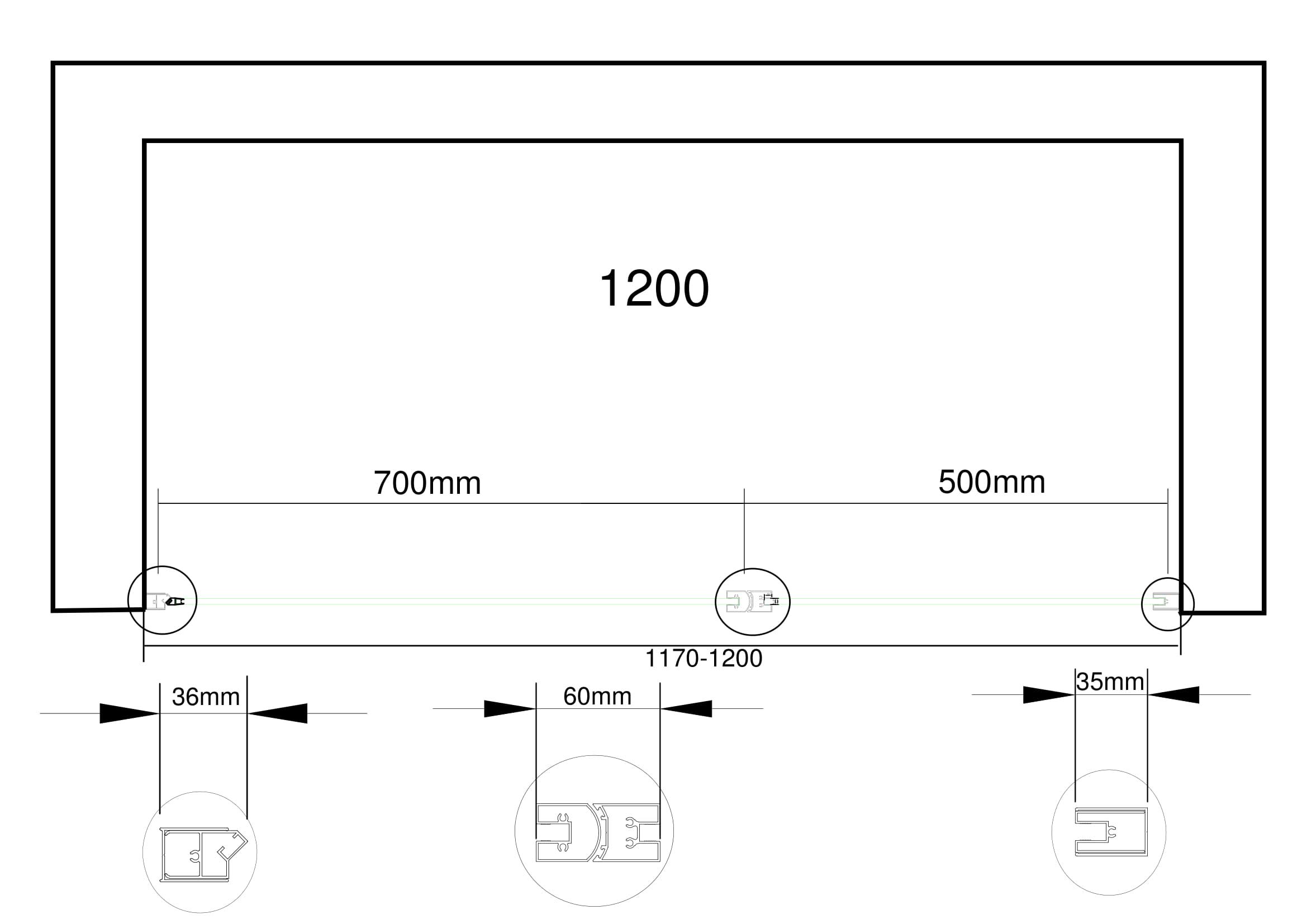 Porta Doccia Con vetro Fisso e Porta Battente In Linea vetro 6 mm Anti-calcare (117-120 H.190 cm)