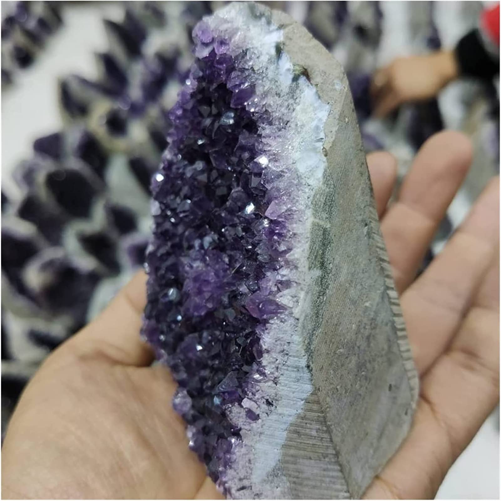 Amethyst Rough Stone Dunkelviolette Amethyst Crystal Cluster Geode Freistandes Exemplar, Dekor, Dekor (Size : 1000-1200g)
