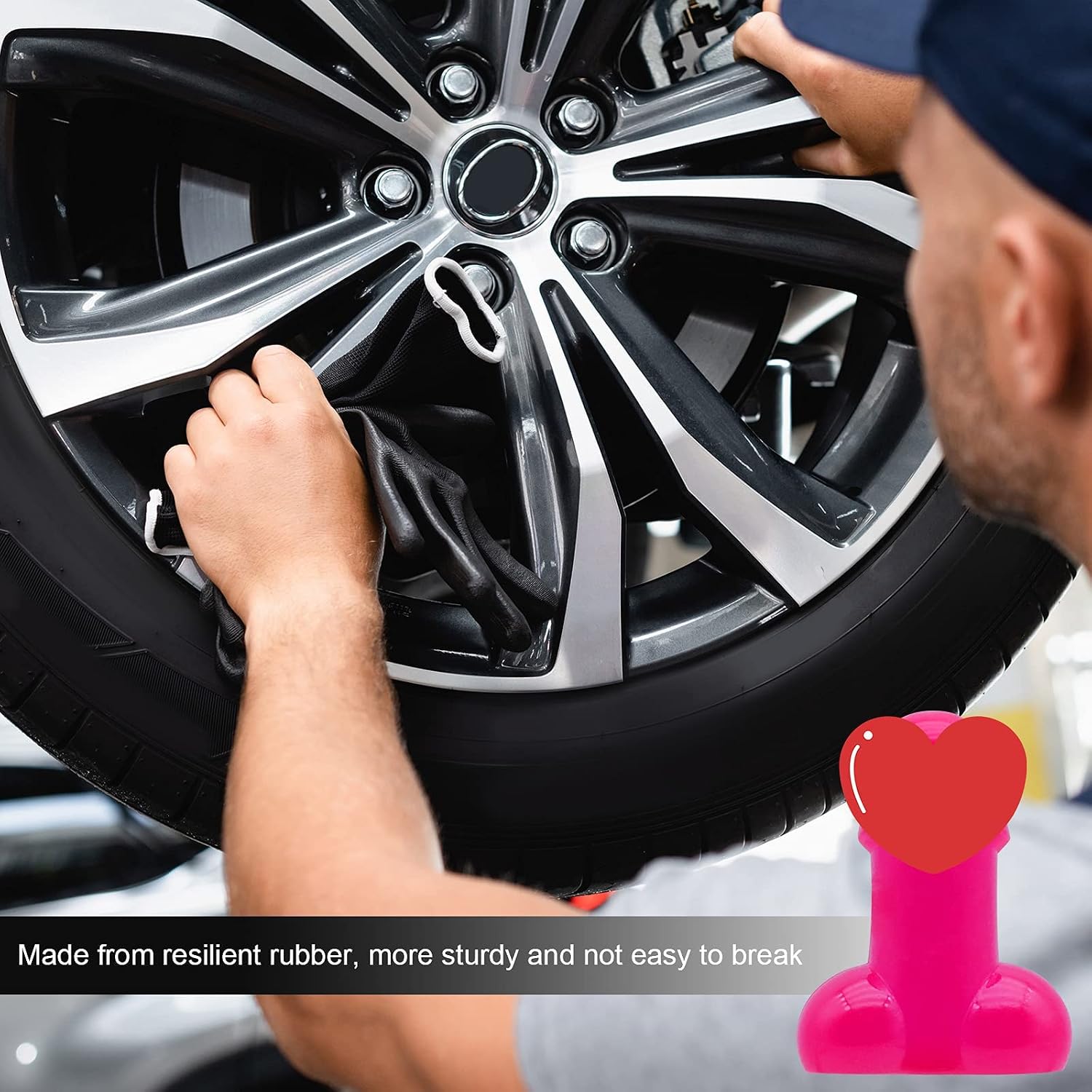 ZHSMS 5 Pack Silicone Prank Valve Stem Caps Covers, Universal Luminous Stem Cover, Funny for Car Motorcycle Truck (Pink)