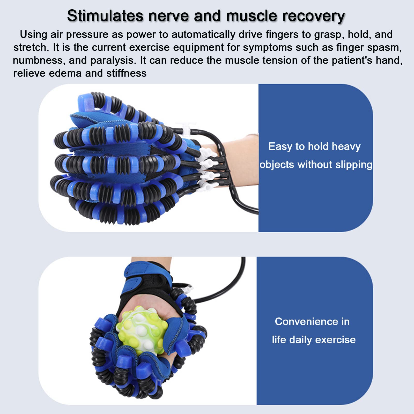 Guante de robot de rehabilitación de manos, entrenador de rehabilitación de dedos de hemiplejía Férula de mano Guantes de asistencia Equipo de entrenamiento Minimizar la espasticidad,RightHand-XXL