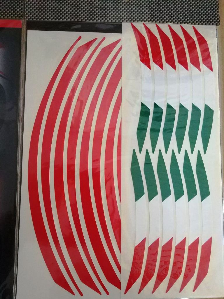 Racing Modular Wheel Stripes for Motorcycle, Red Italy Flag