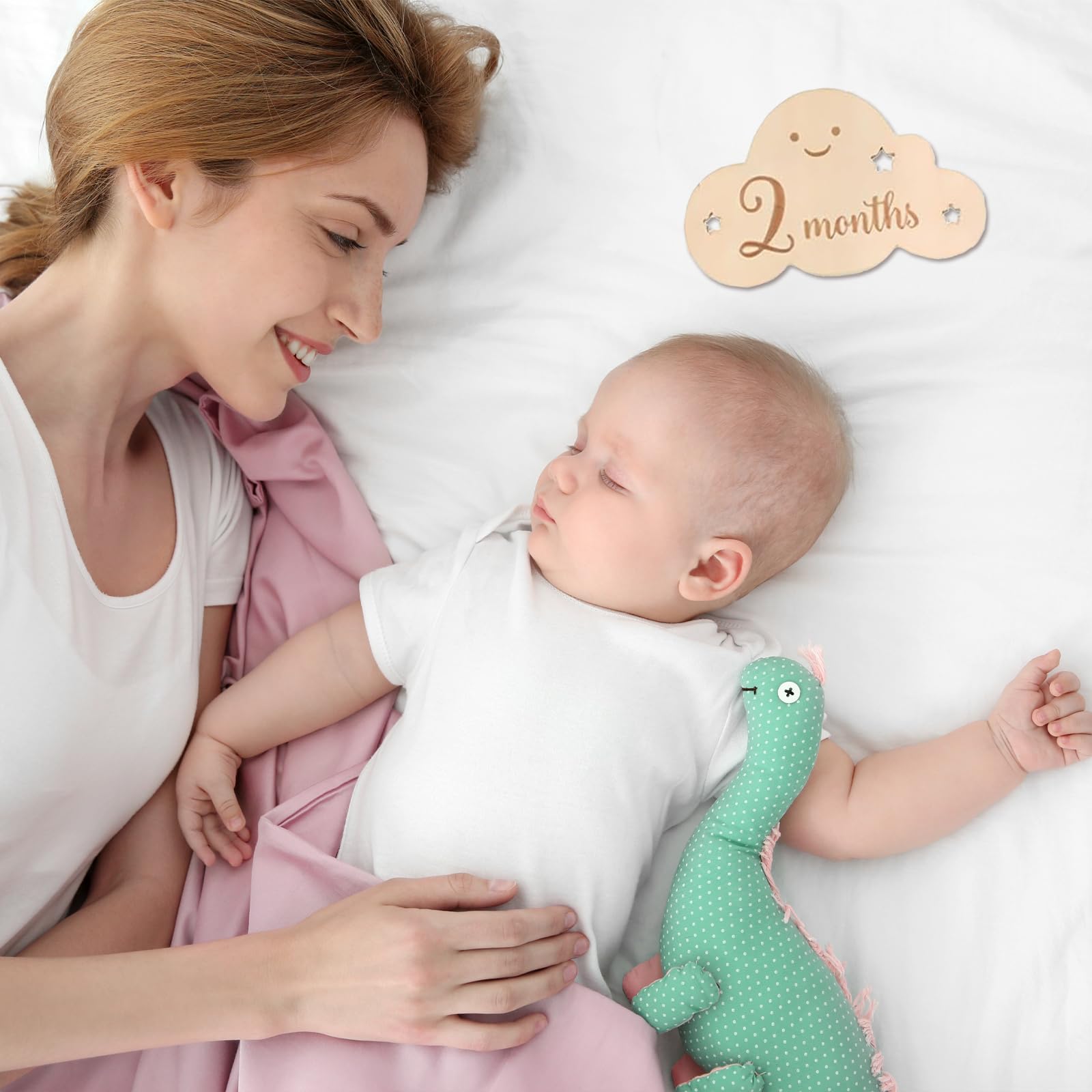 8 sztuk miesięcznych kart z kamieniami milowymi dziecka | Chmura Kształt Karty Drewniane Miesiąc, Twarz Prezent Oryginalny Mama W Ciąży Nowe Rodzice Dziecko Chłopiec I Dziewczyna