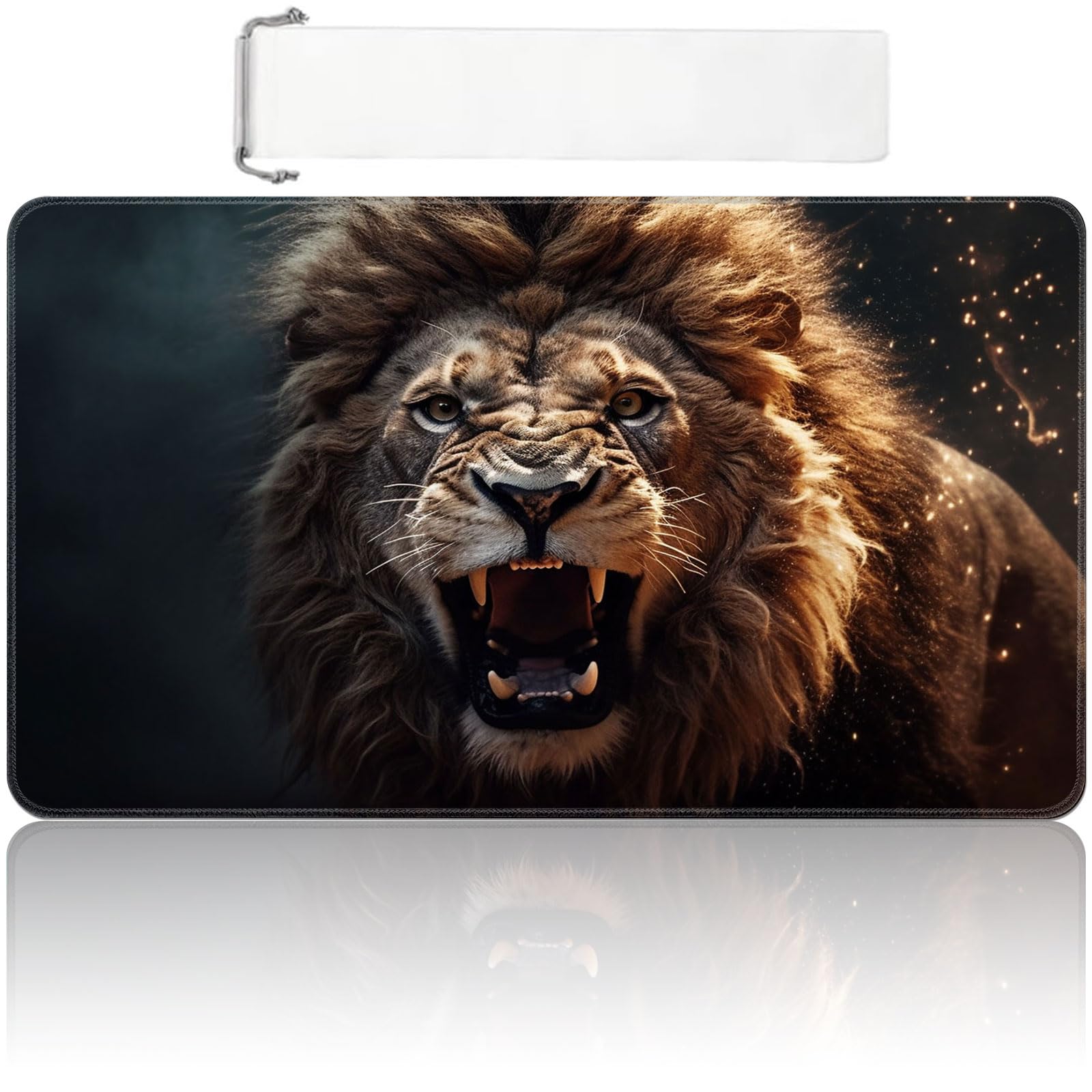 MTG Playmat 24x14 inch with Free Storage Bag, Non-Slip Rubber Base TCG Play Mat for Magic The Gathering, Card Playmat for YGO, Durable Portable Game Matt, Lion — image 1