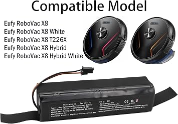 Upgraded 6400mAh 14.4V 92.16Wh Battery - Compatible with Eufy RoboVac X8 Series Robot Vacuum Part Number PA61