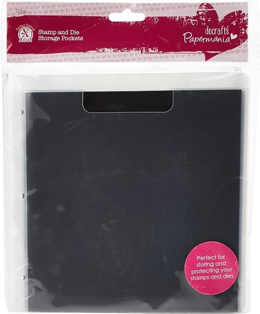 Papermania Plastic Stamp and Die Storage Pocket with Magnetic Shim, Pack of 10, Black