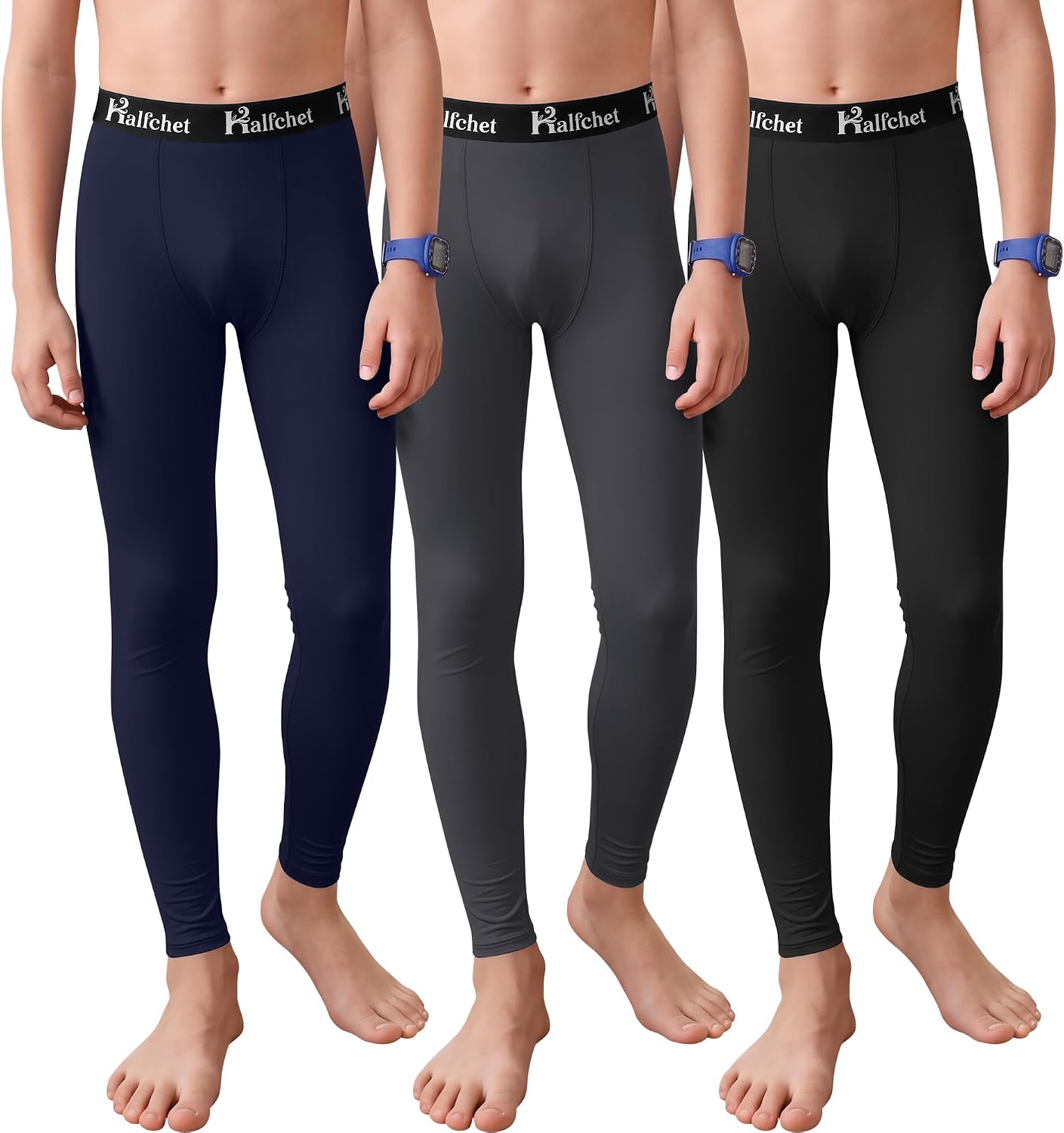 Halfchet 3 Pack Boy's Compression Leggings Athletic Tight Pants