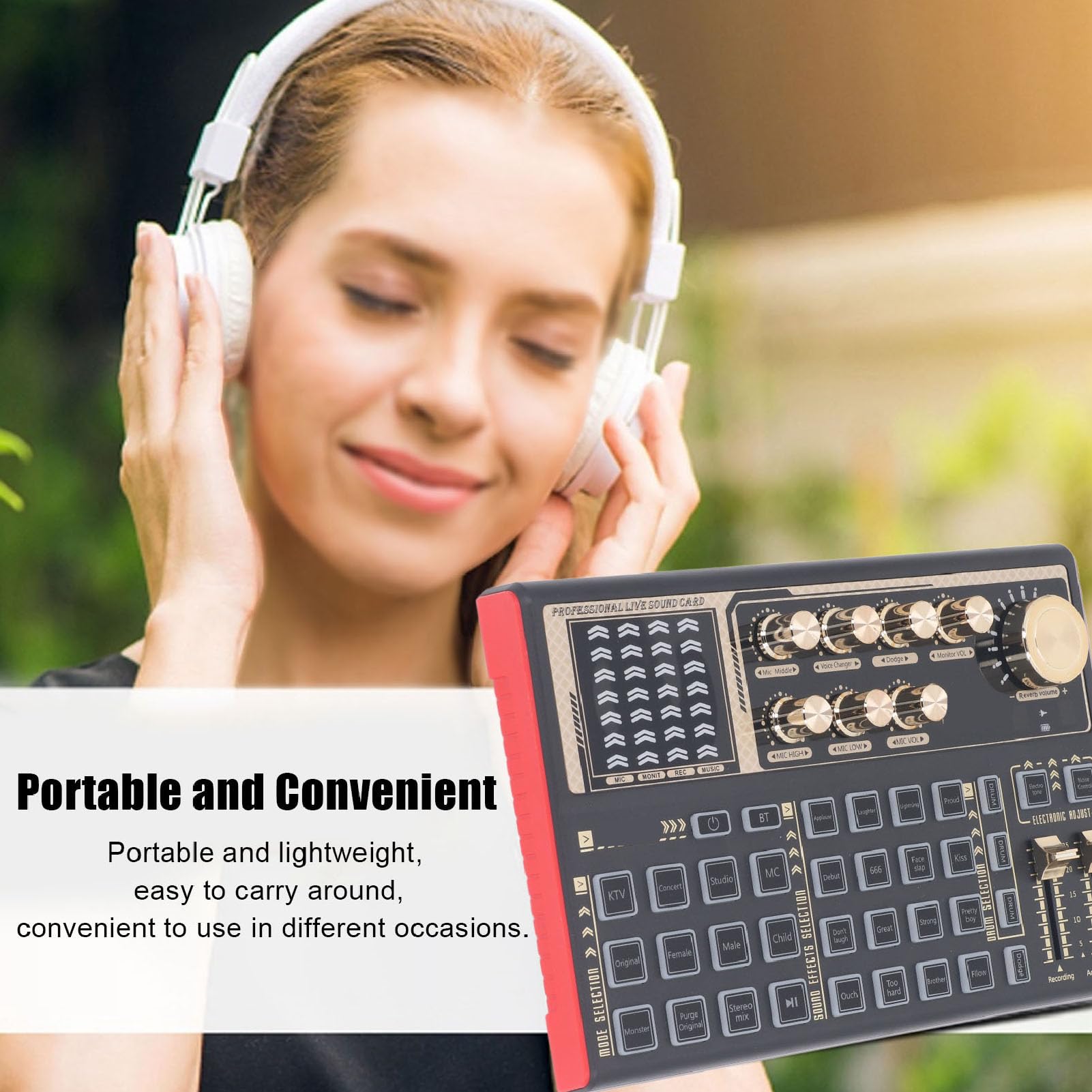 Scheda Audio Dal Cambia Voce, Mixer Audio Portatile Effetti Sonori, Schede Audio Esterne per Streaming Live Registrazione Accompagnamento Giochi