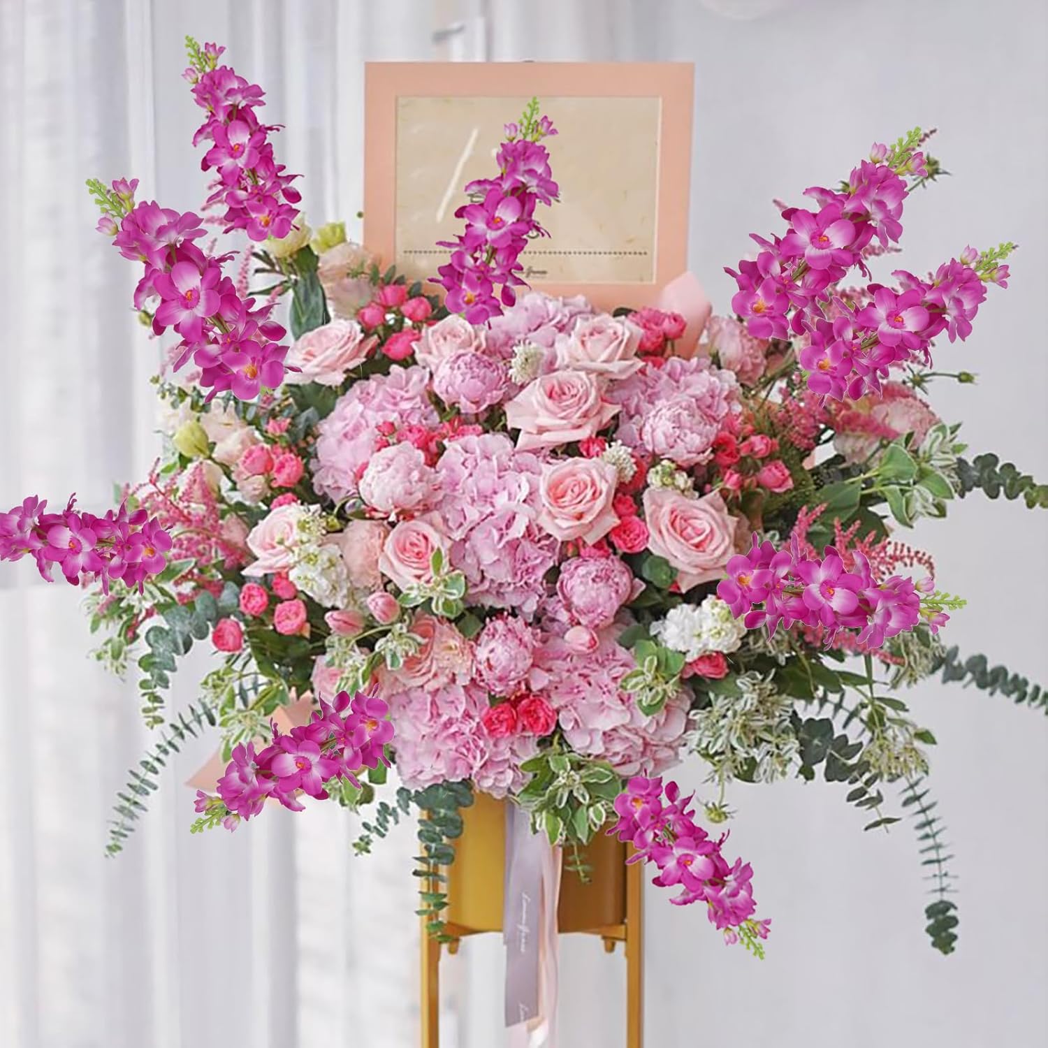 Delphinium Artificial Flowers,6PCS Hyacinth Artificial Flowers Fake Snapdragons Long Stem Flowers for Tall Vase Wedding Party Table Centerpieces Home Decor(Fuchsia) - Image 8