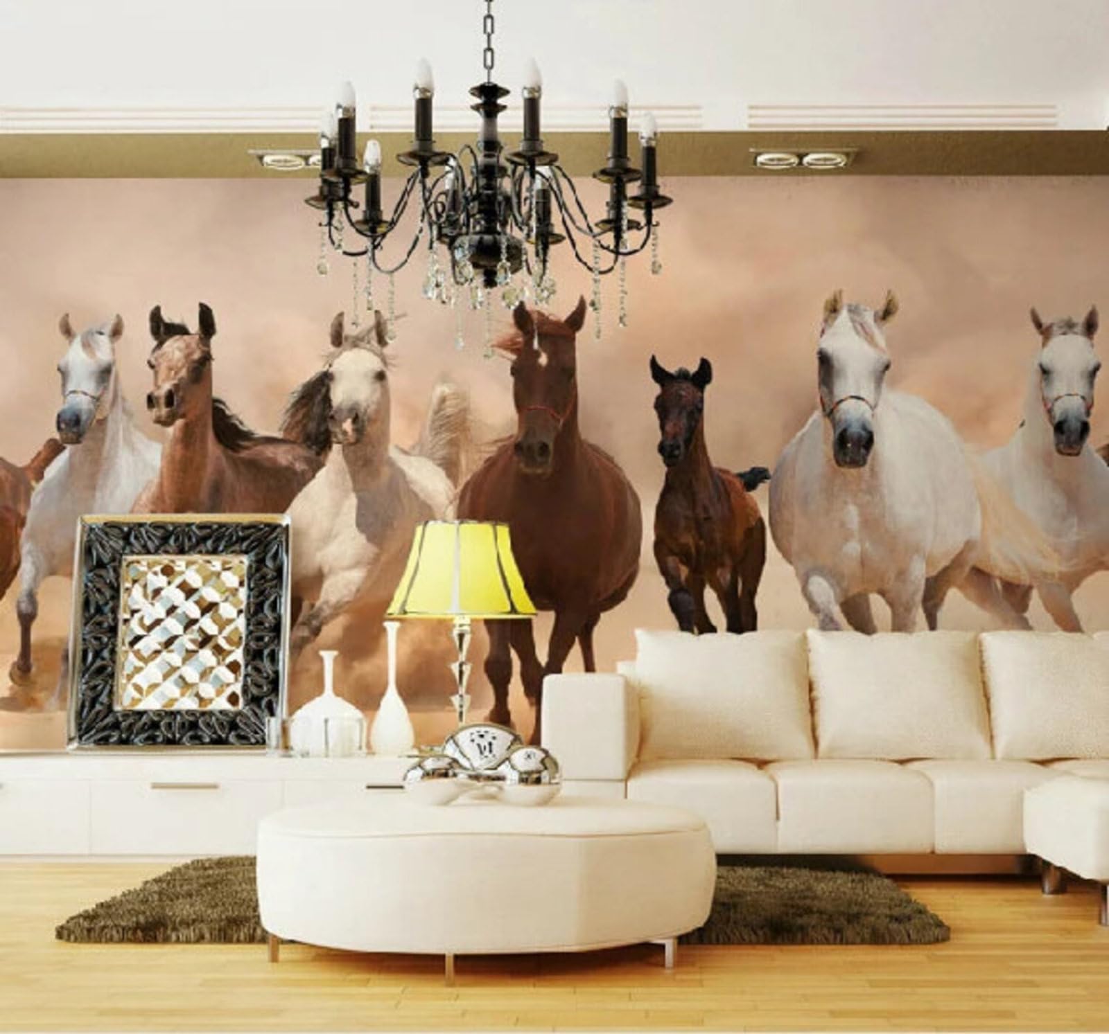 Vintage Three Dimensional Galloping Horse Style 3D Wallpaper Easy Install Feature Office Living Room Sofa Bedroom TV Background Wall Decoration-400cm×280cm
