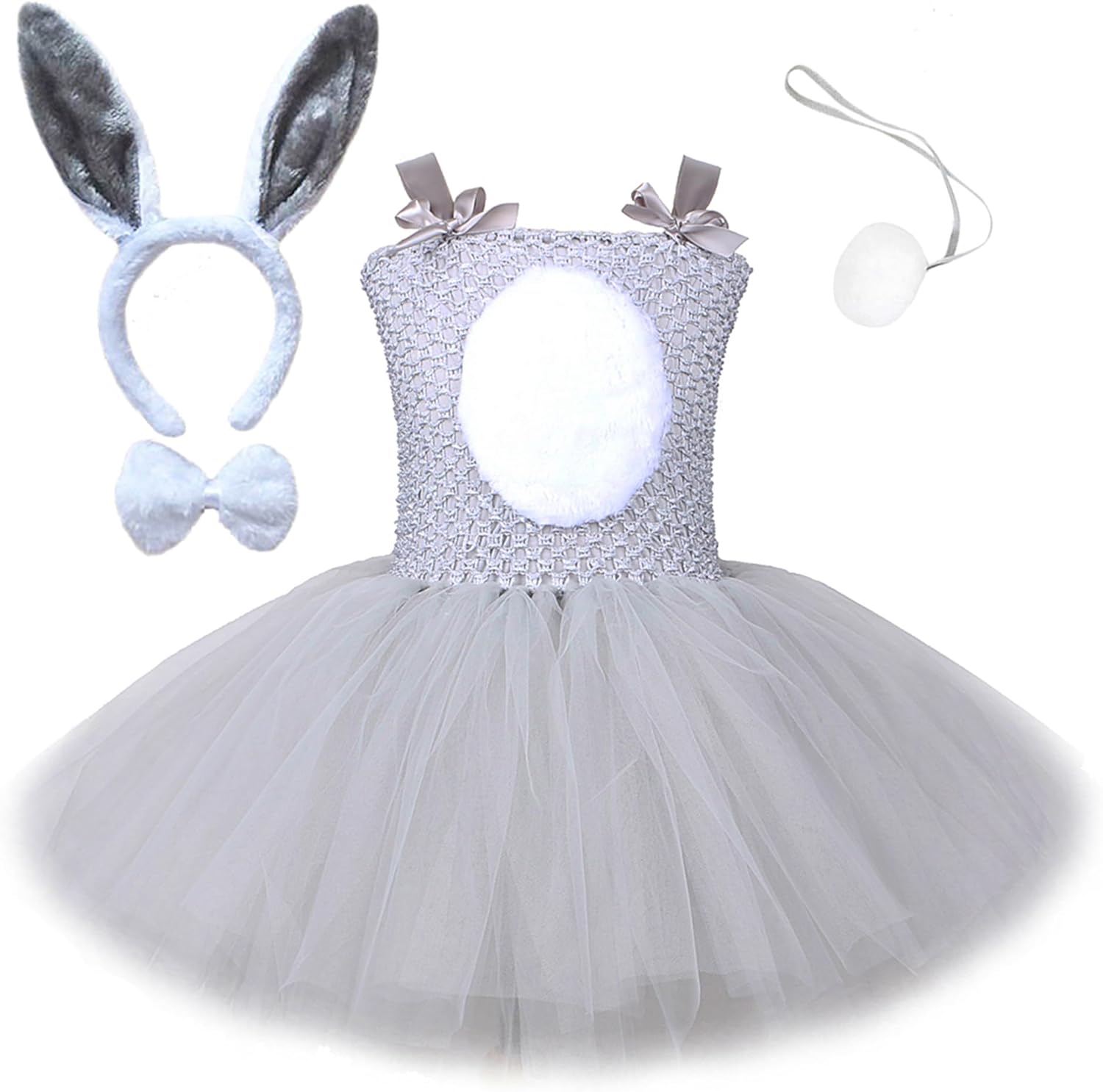 Easter Bunny Costume for Girls Kids Rabbit Tutu Dress Up Outfit Easter Party Costumes with Headband and Tail