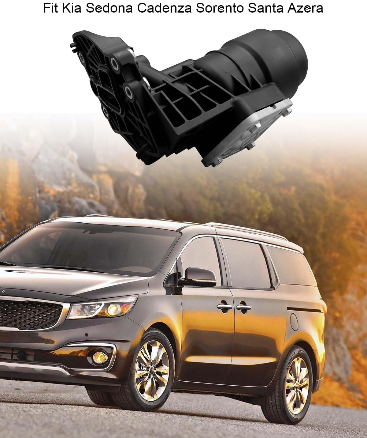 Engine Oil Filter & Housing Replace 26300-3CAB0 26300-3CAB1 Fit for Kia Sedona Cadenza Sorento Hyundai SantaFe Azera, Complete Oil Filter Assembly Replace 263003CAB0 263003CAB1