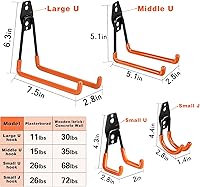 Vista 4 de Steel Garage Storage Hooks - 32 Pack Anti-Slip Coating, Heavy Duty Wall Mount Wall Hooks for Hanging Bike, Ladder, Garden Tools, Power Tools, Bulk