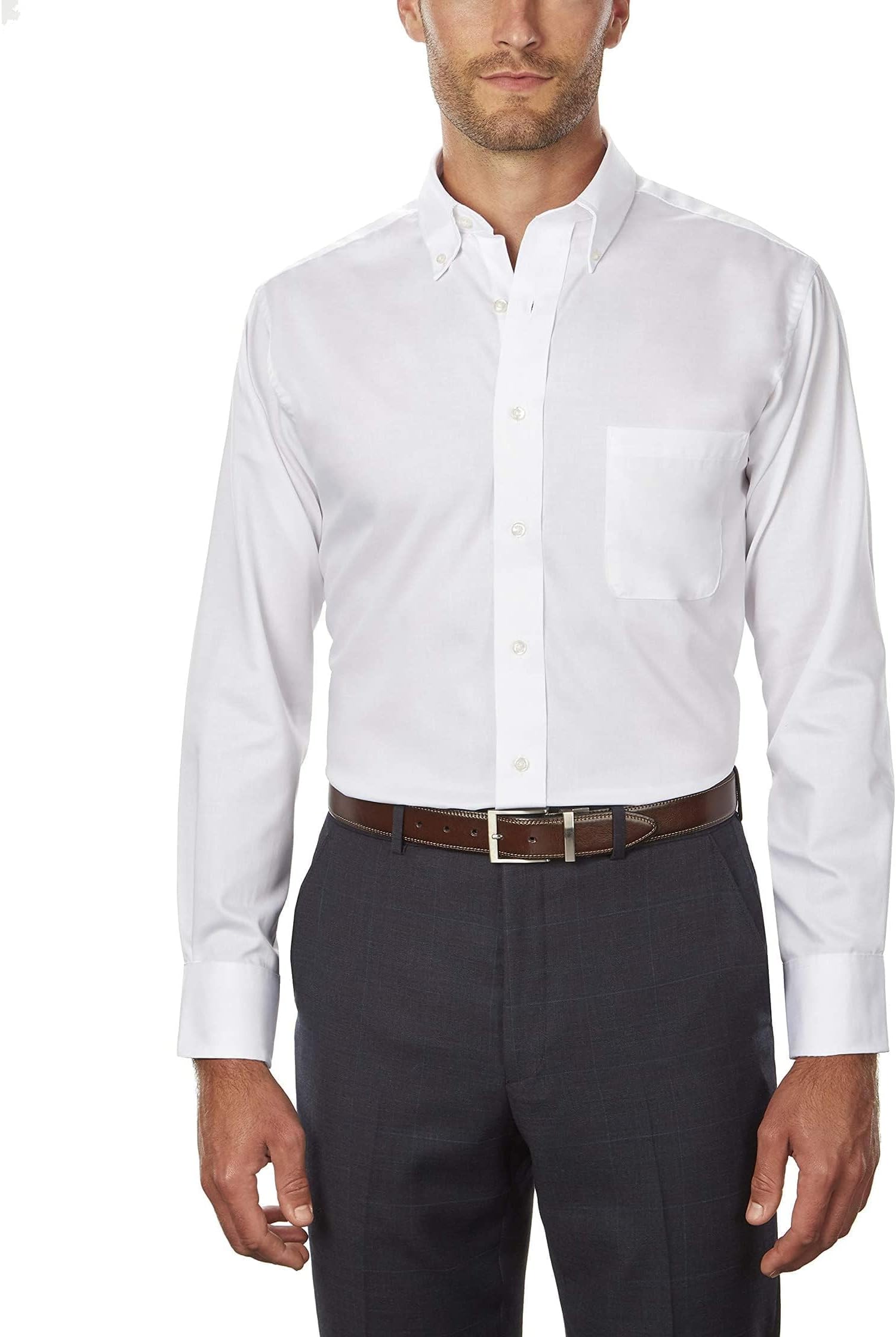 Men's Regular Fit Twill Solid Button Down Collar Dress Shirt - Amazon Exclusive