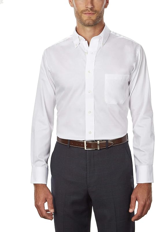 Van Heusen Men's Regular Fit Twill Solid Button Down Collar Dress Shirt - Amazon Exclusive