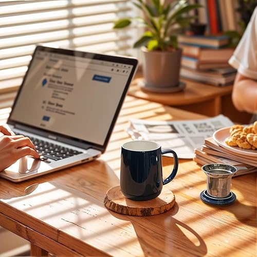 Miniatura 4 de Sweese - Taza de té de porcelana con infusor y tapa, 20 onzas