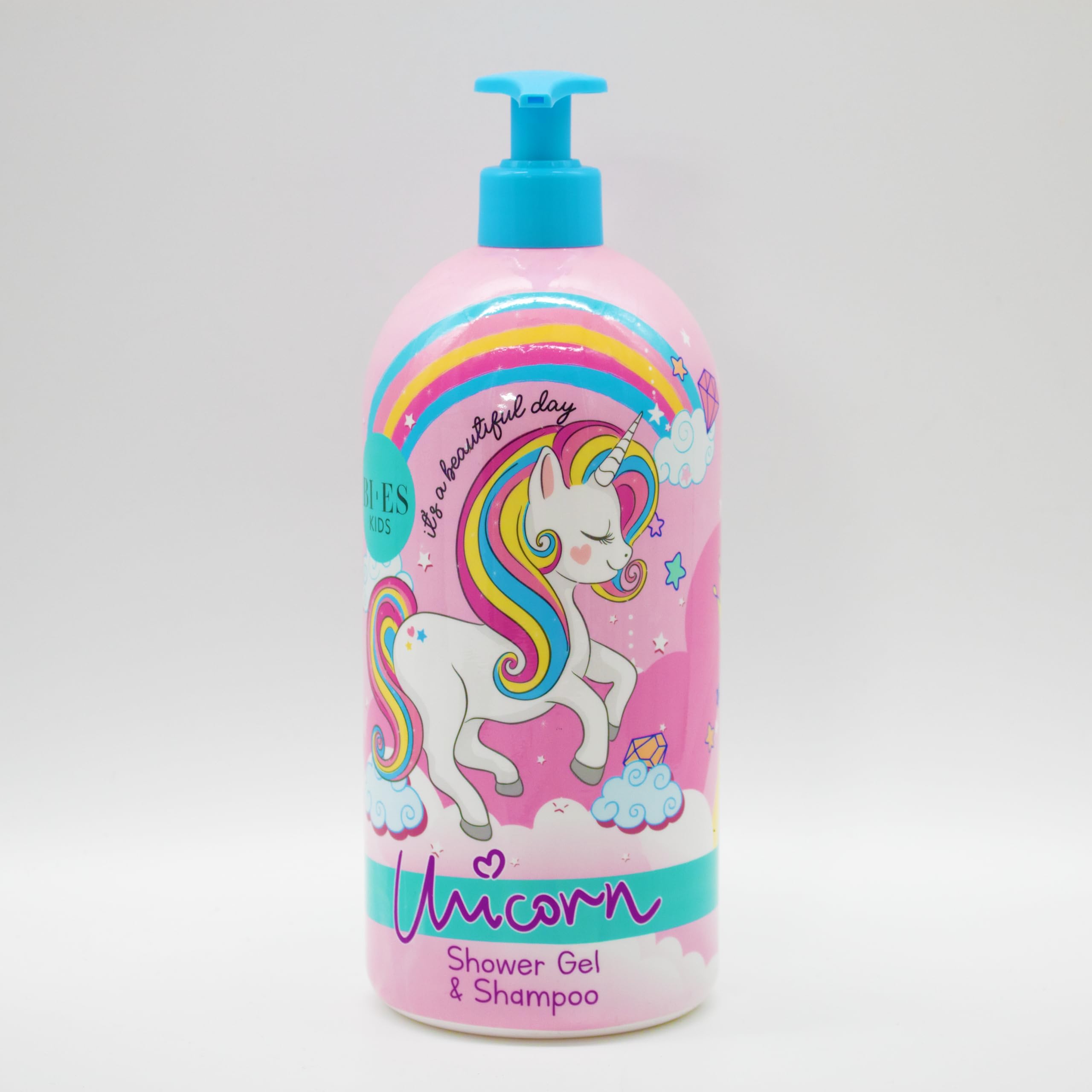 Unicorn 2-in-1 Shower Gel & Shampoo, 1000ml – Family-Size Body Wash & Hair Cleanser with Pump, Hydrating with Glycerine & Chamomile, Refreshing Scent, Gentle on Skin & Scalp, For Adults & Kids 3+