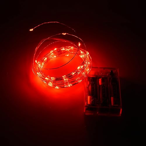 Miniatura 3 de YunDing Cadena de luces que funcionan con pilas tira de luces LED con 8 modos intermitentes y temporizador de 8 a 16 horas 1 unidad rojo