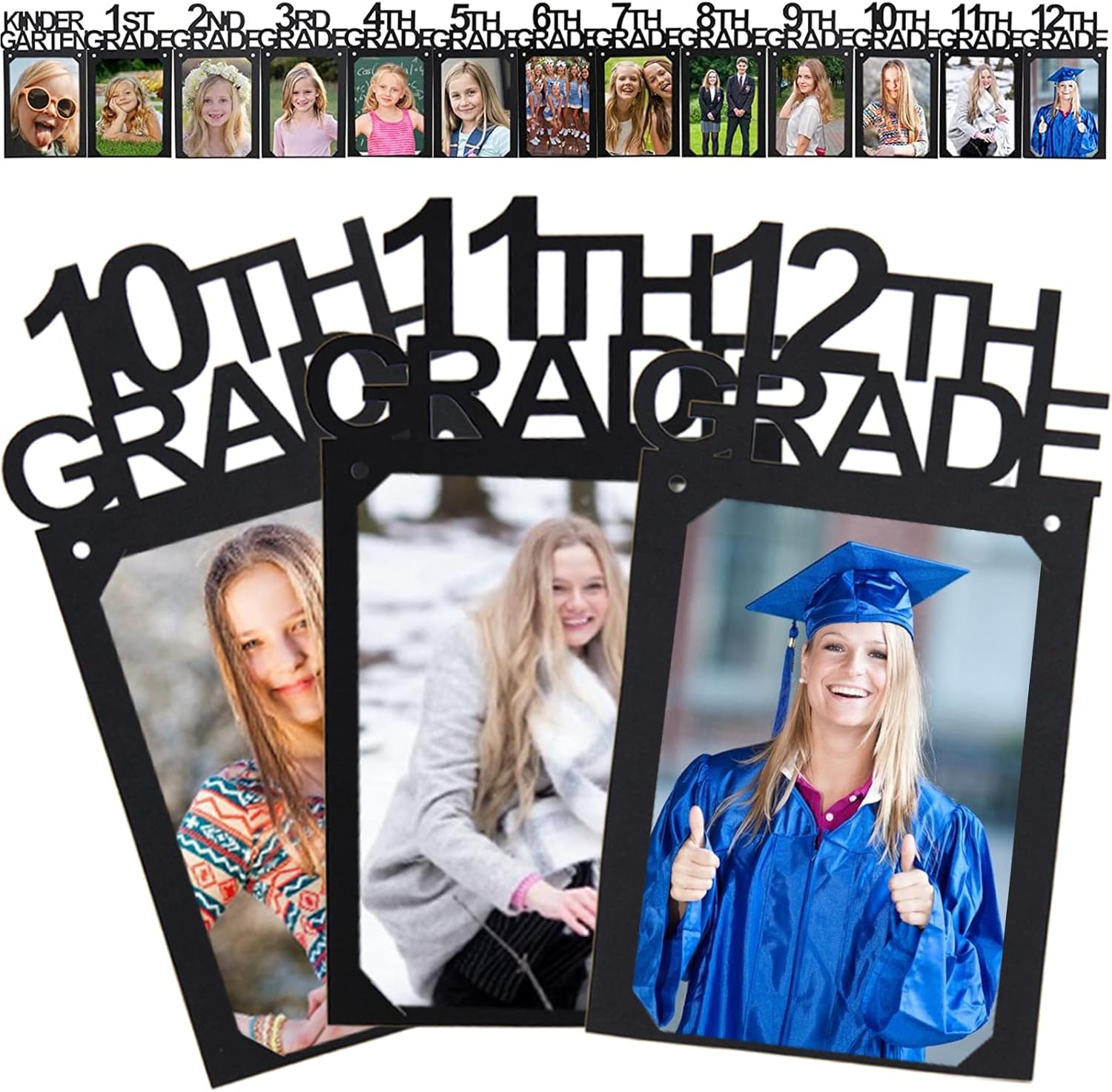 8x10 Graduation Photo Banner for Graduation Decorations 2026 2027 Grad Party Decorations, K-12 Picture Banner Senior 2026 Decor for High School College Party Supplies SG063BK-2XL