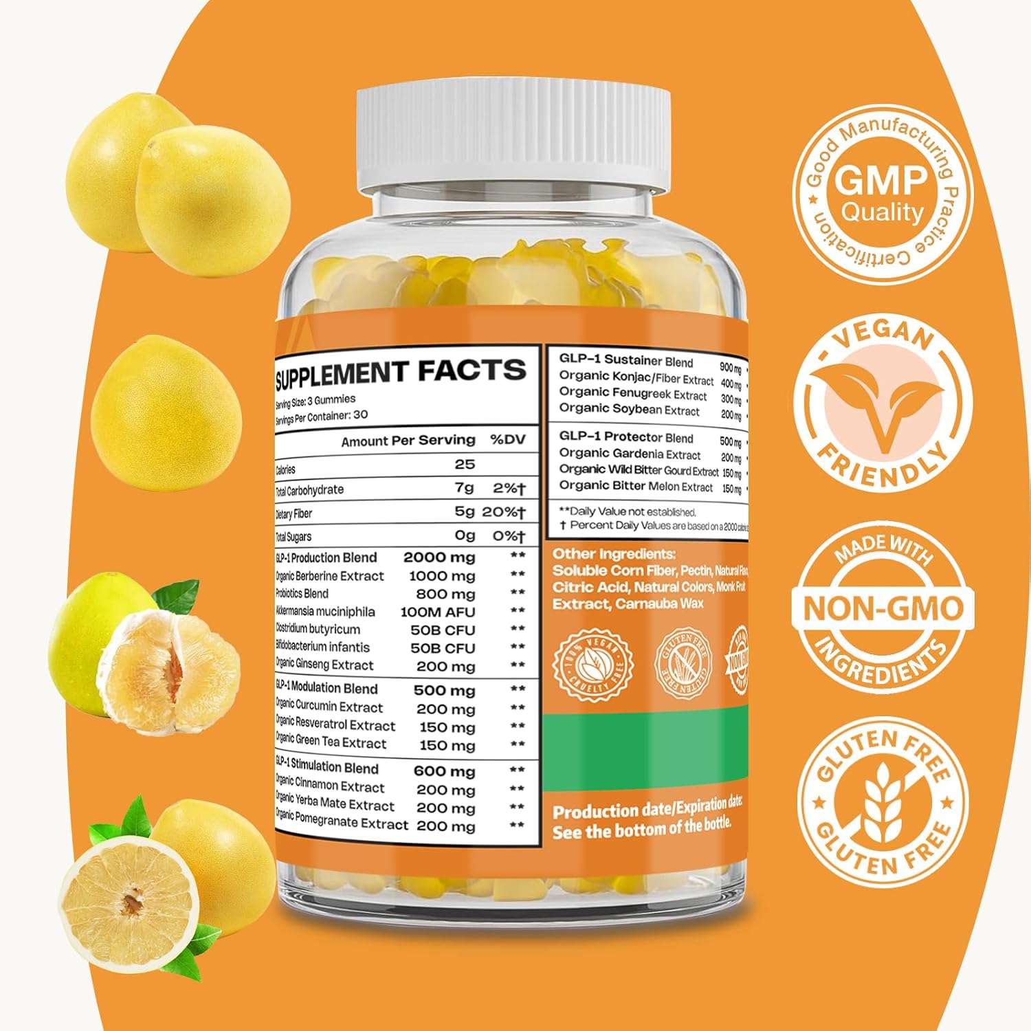 GLP ONE Probiotic Gummies – GLP-1 Supplement for Women & Men | with Berberine, Akkermansia, Magnesium & Turmeric | Zero-Sugar, Vegan Gut & Metabolic Wellness Supplement – 90 Count - Image 7